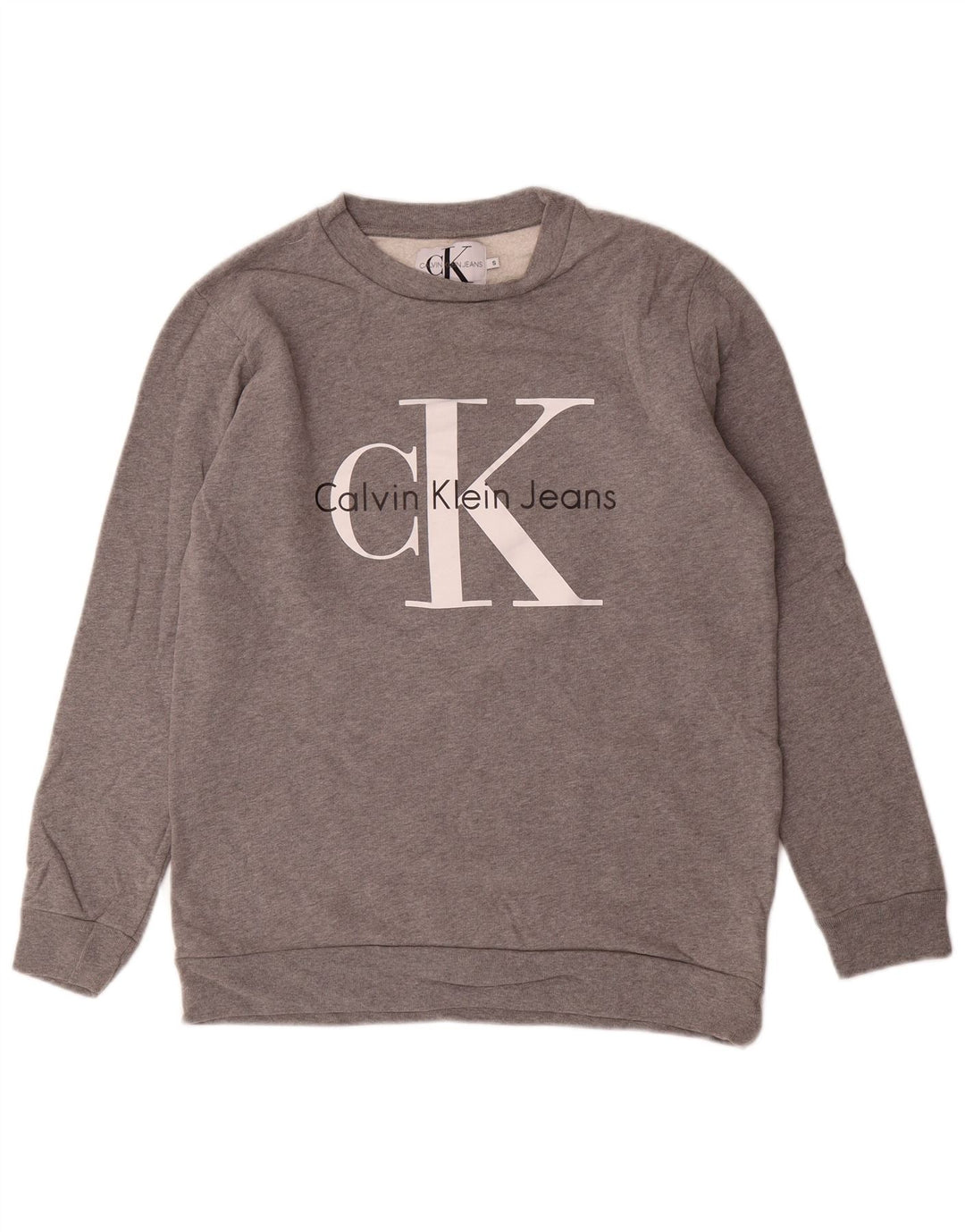CALVIN KLEIN JEANS Sweat-Shirt Graphique Homme Petit Gris Coton
