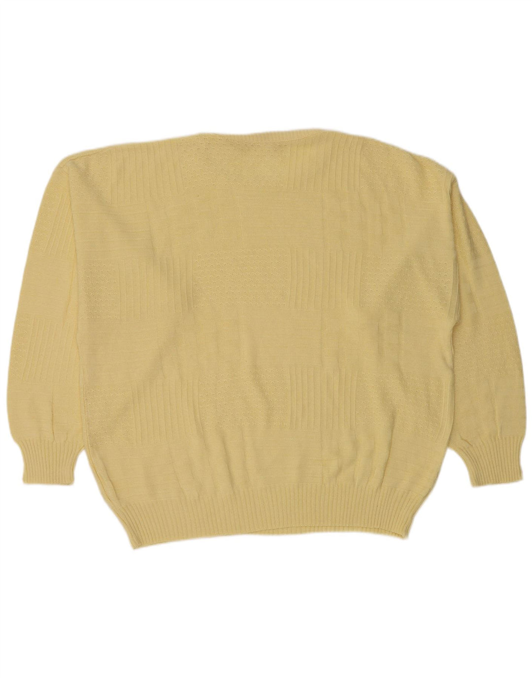 vintage Mens Crew Neck Jumper Pull IT 50 Moyen Jaune Polyacrylique
