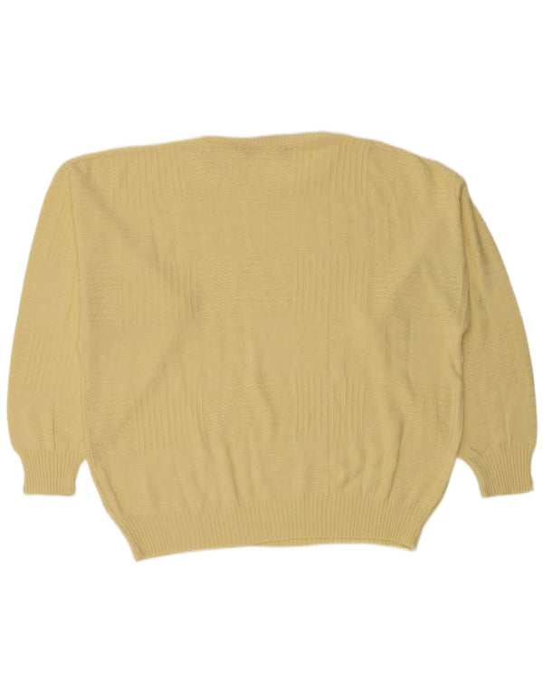 vintage Mens Crew Neck Jumper Pull IT 50 Moyen Jaune Polyacrylique