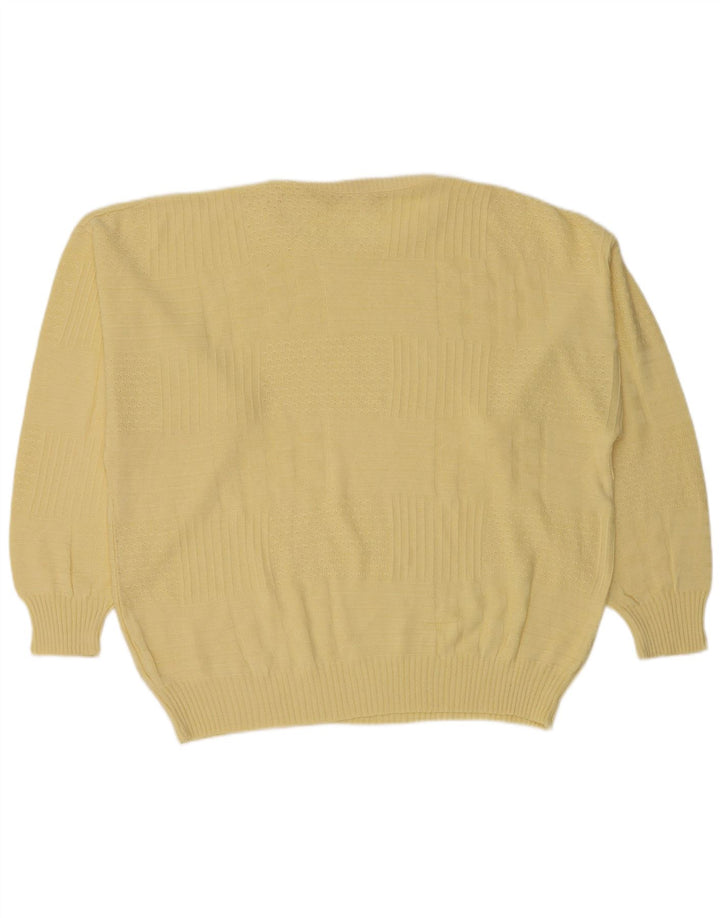 vintage Mens Crew Neck Jumper Pull IT 50 Moyen Jaune Polyacrylique