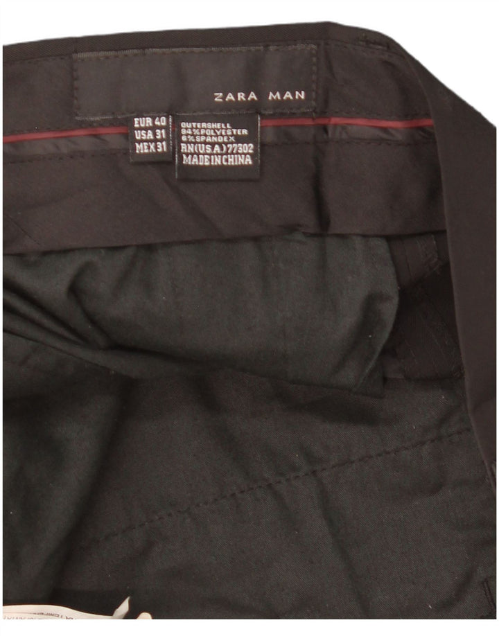 ZARA Pantalon chino droit pour homme EU 40 Medium W31 L34 Noir Polyester