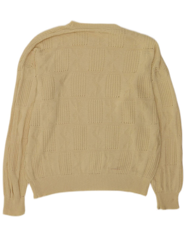 vintage Mens Crew Neck Jumper Pull XL Jaune