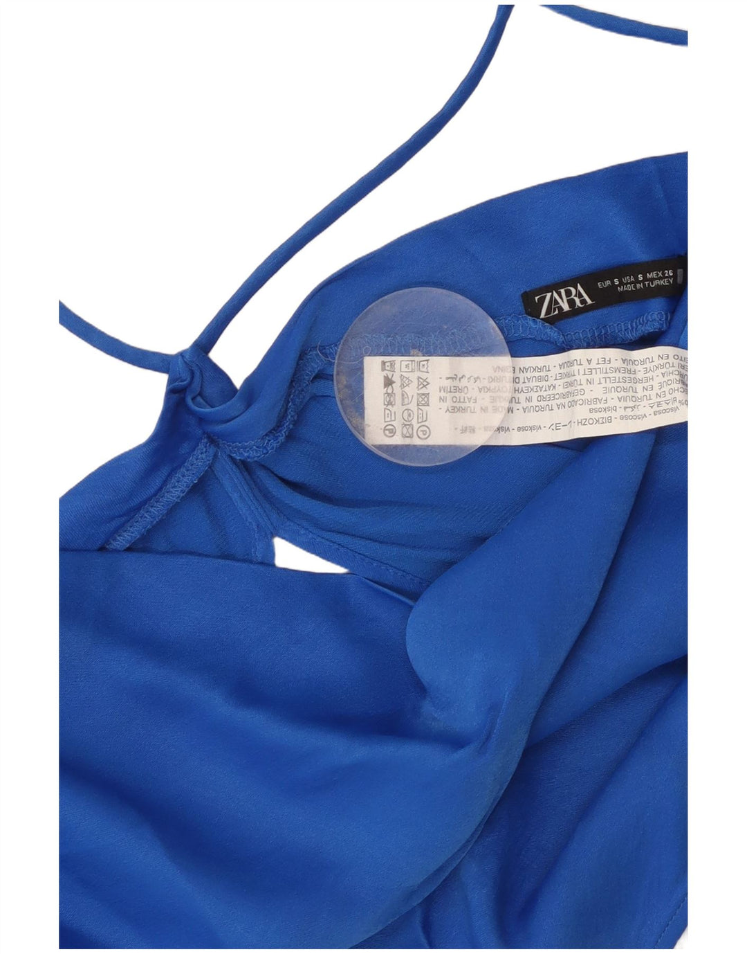 Zara Womens Crop Halter Top UK 8 Small Bleu Viscose