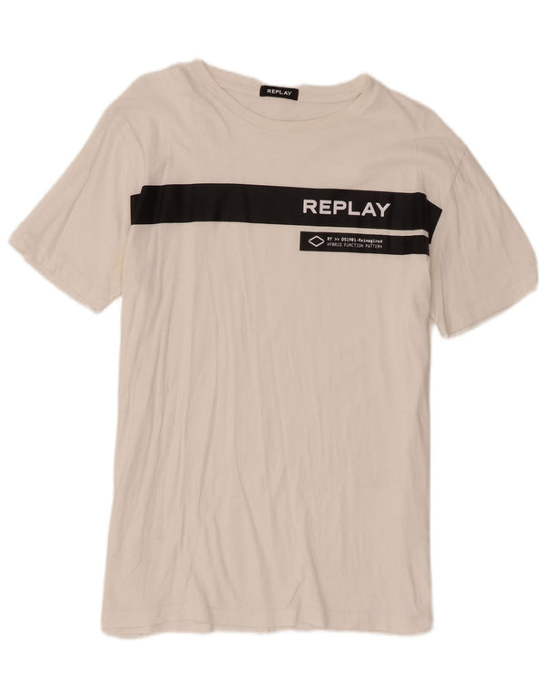 Replay T-shirt graphique pour homme 2XL en coton color block blanc