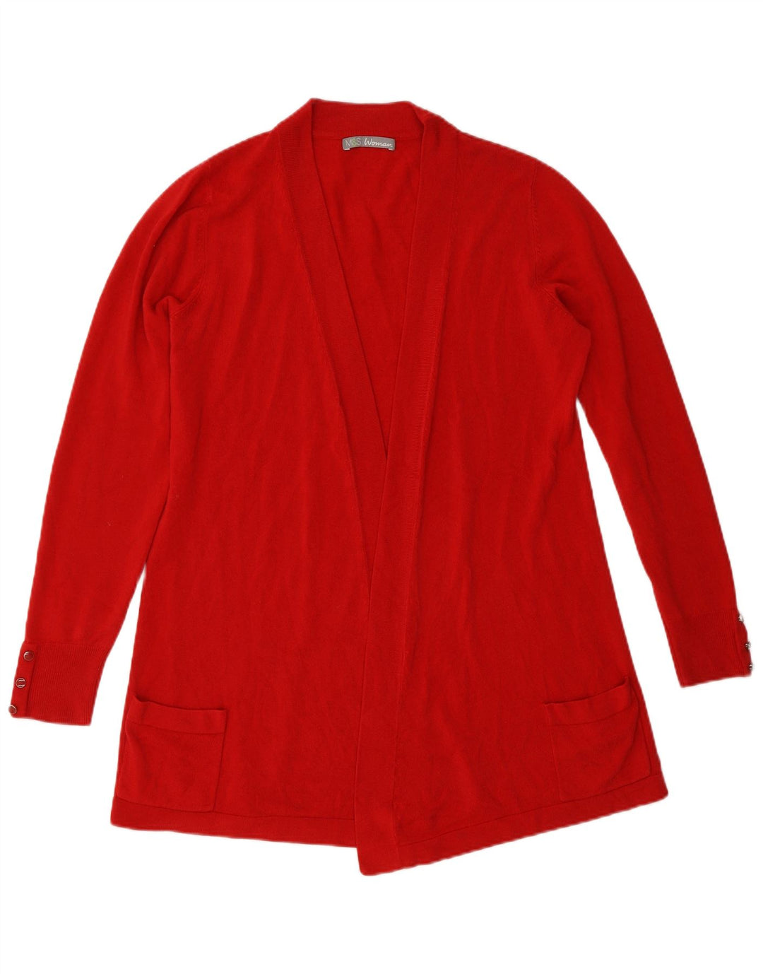 Marks & Spencer Pull Cardigan Ouvert pour Femme UK 16 Grand Acrylique Rouge
