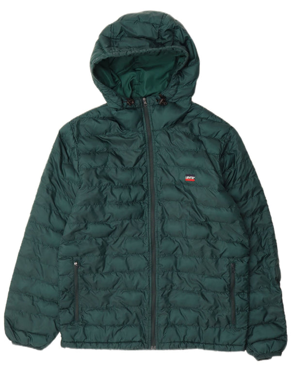Levi's Veste matelassée à capuche pour hommes UK 36 Small Vert Polyester