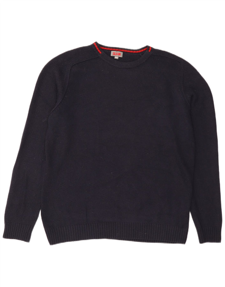 Slam Pull col bateau pour homme en laine bleu marine 2XL