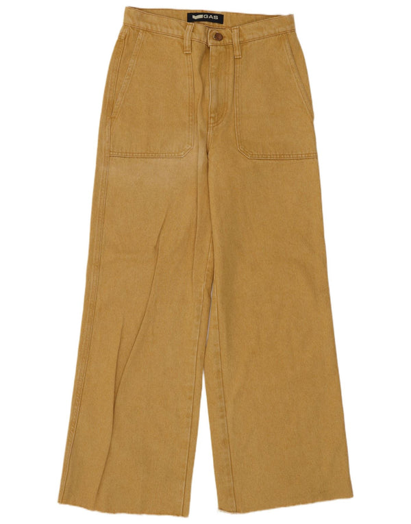 Gas Jean taille haute à jambe large pour femme W27 L23 en coton jaune
