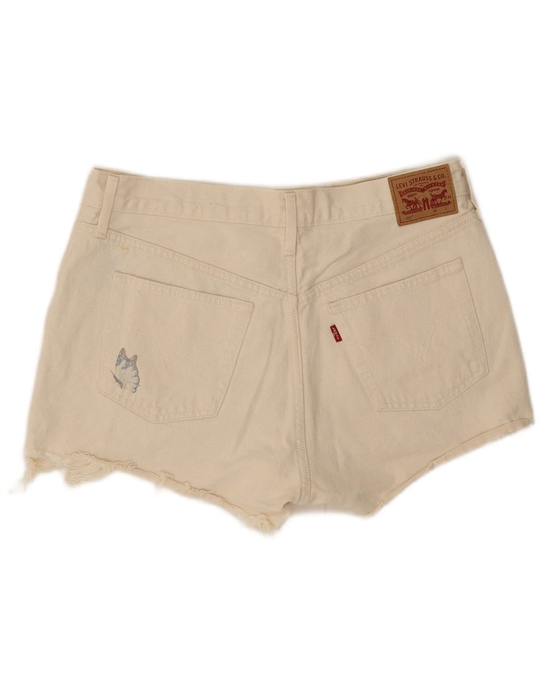 Levi's Short en Jean Taille Haute 501 Femme W31 Medium Off White Butterfly