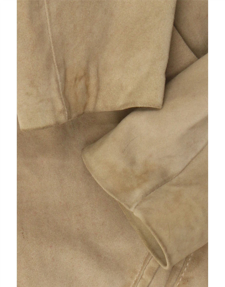 veste en daim femme vintage IT 46 Grand cuir beige