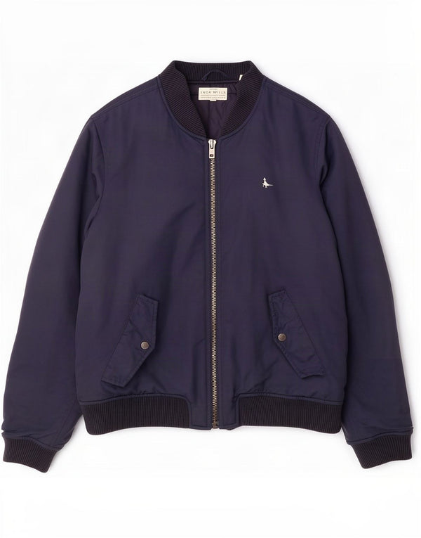 Jack Wills Mens Padded Bomber Jacket UK 40 Large Navy Blue Nylon