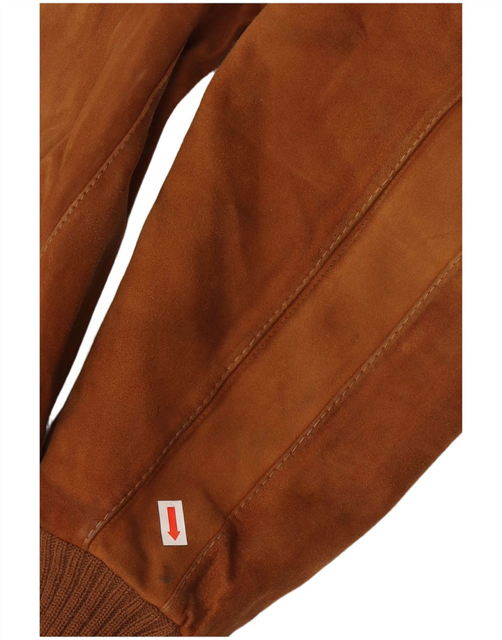 veste bomber en daim femme vintage UK 10 Petit Brun