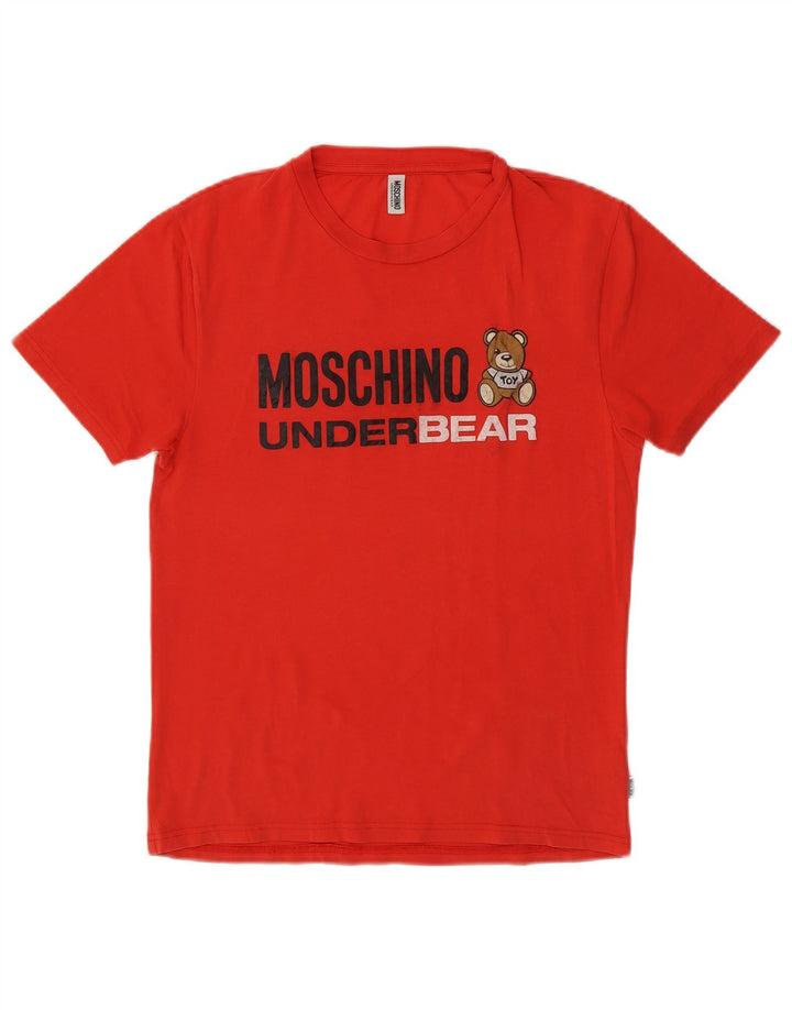 MOSCHINO Mens Graphic T-Shirt Top Small Red Cotton
