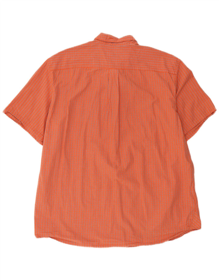 EDDIE BAUER Chemise à manches courtes pour homme XL en coton à carreaux orange