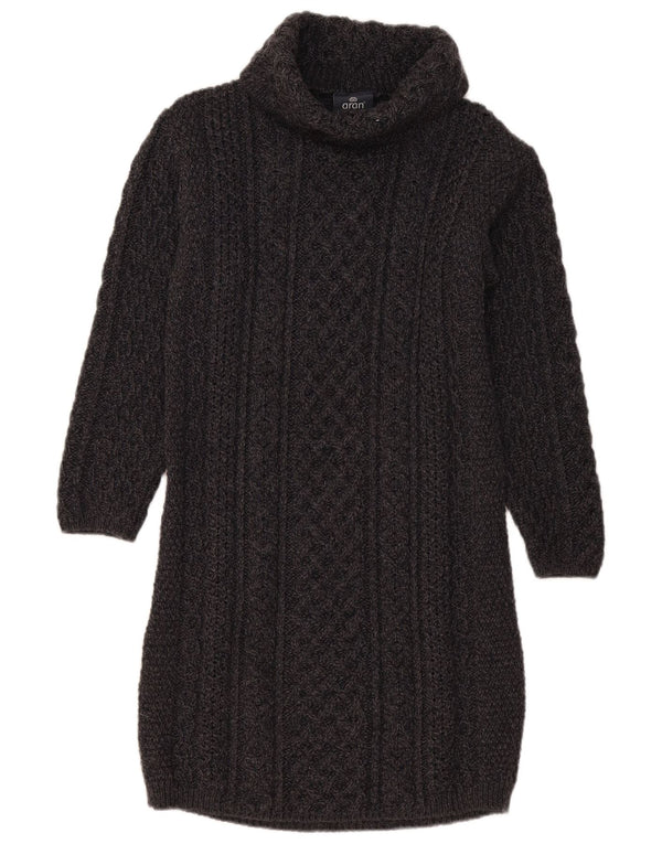 Aran Wollen Mills Robe pull à manches longues pour femme UK 14 Gris moyen