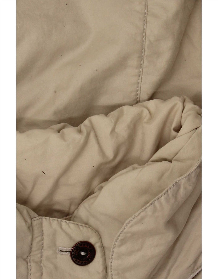 vintage Femmes À Capuchon Surdimensionné Coupe-Vent Manteau EU 44 XL Beige Polyamide