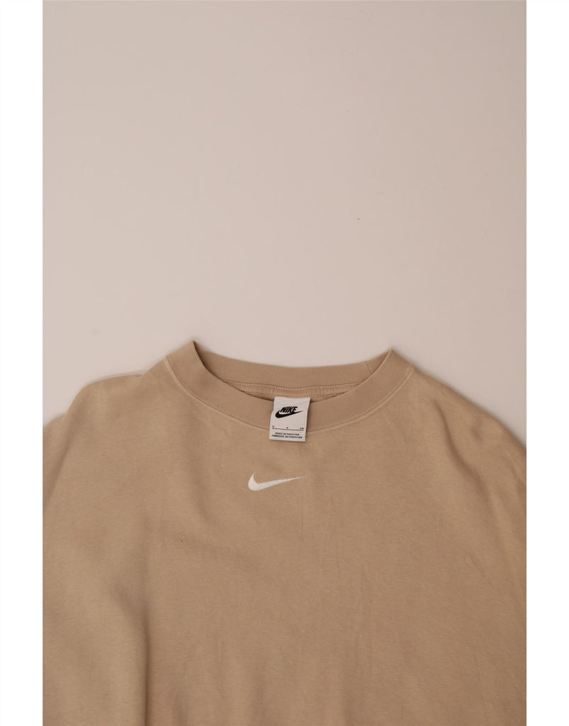 NIKE Womens Oversized Sweatshirt Jumper UK 10 Small Beige Cotton Vintage Nike and Second-Hand Nike from Messina Hembry 