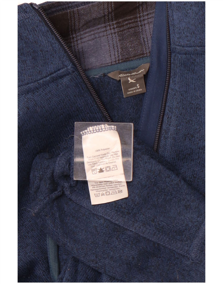 EDDIE BAUER Sweat-shirt à col zippé pour femme UK 10 Petit Bleu Moucheté