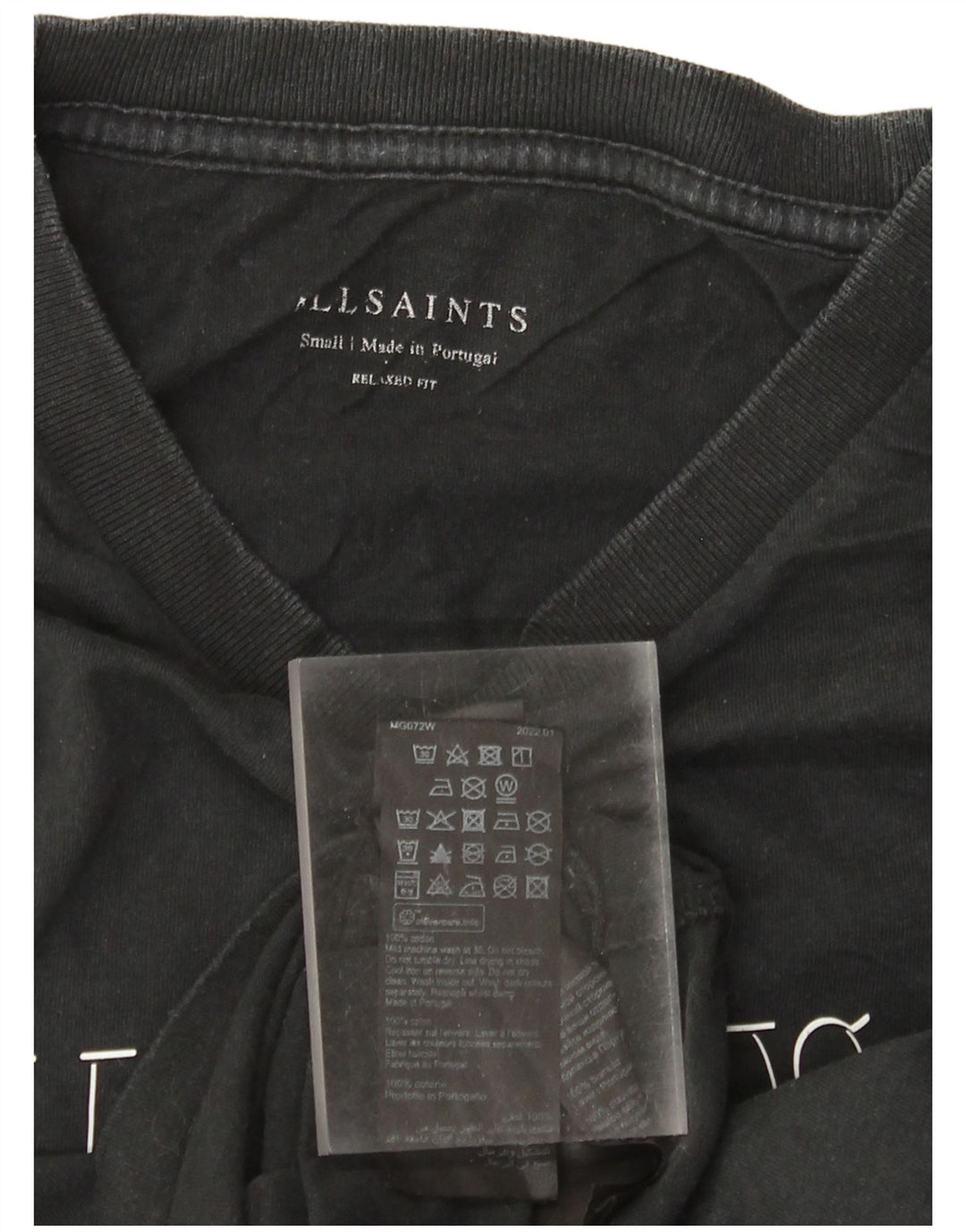 All Saints T-shirt graphique coupe décontractée pour hommes, petit, noir, en coton