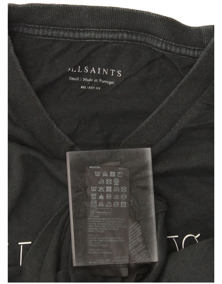 All Saints T-shirt graphique coupe décontractée pour hommes, petit, noir, en coton