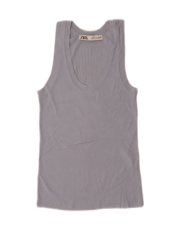 Zara Femme Débardeur UK 10 Petit Bleu Viscose