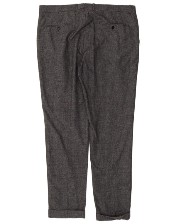 Massimo Dutti Pantalon de costume pour homme EU 48 XL W38 L32 Gris à carreaux en coton