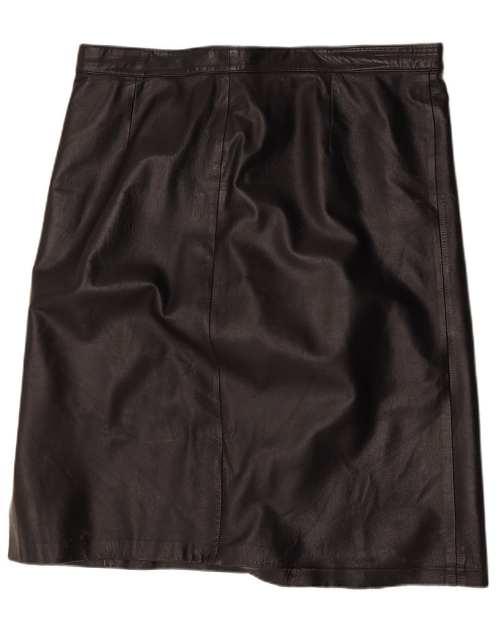 jupe en cuir femme vintage W40 2XL Noir