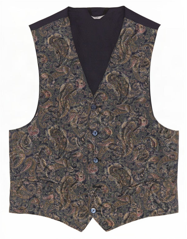 Gilet Garçon Vintage 13-14 Ans Bleu Marine Paisley Viscose