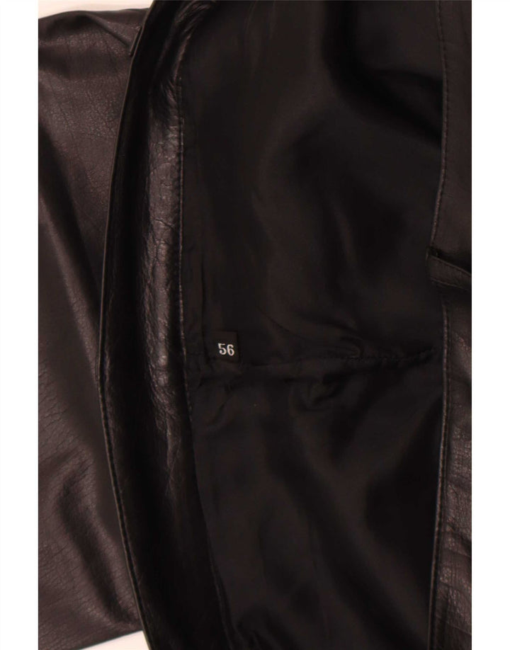 Pantalon droit en cuir femme vintage W36 L32 Noir