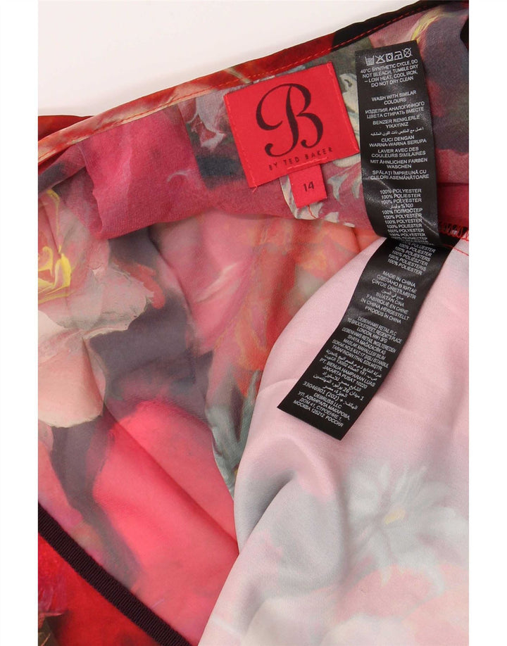 Ted Baker Haut Chemisier Femme UK 44 Grand Rouge Floral Polyester