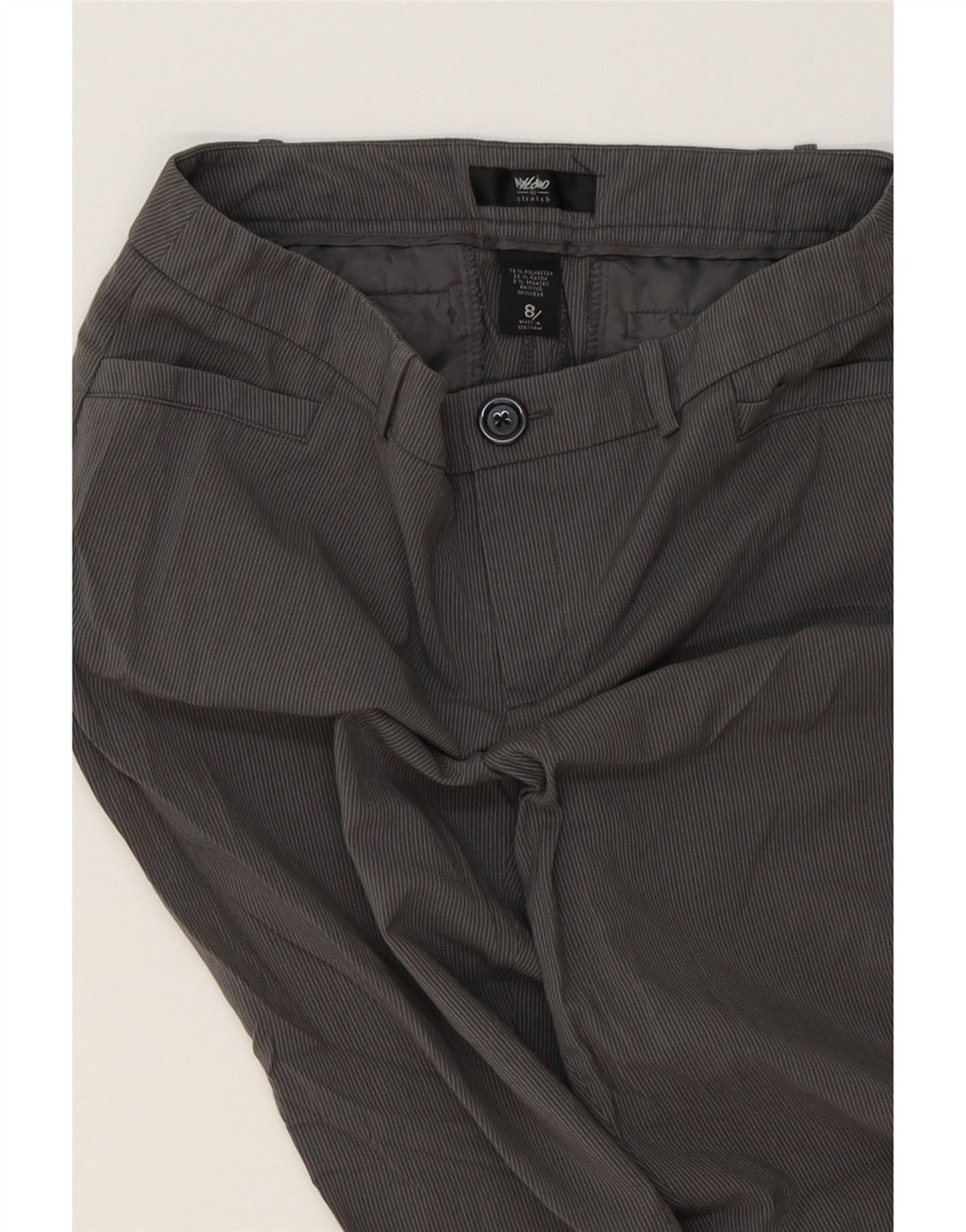 MOSSIMO Womens Bootcut Casual Trousers US 8 Medium W34 L32 Grey Pinstripe Vintage Mossimo and Second-Hand Mossimo from Messina Hembry 
