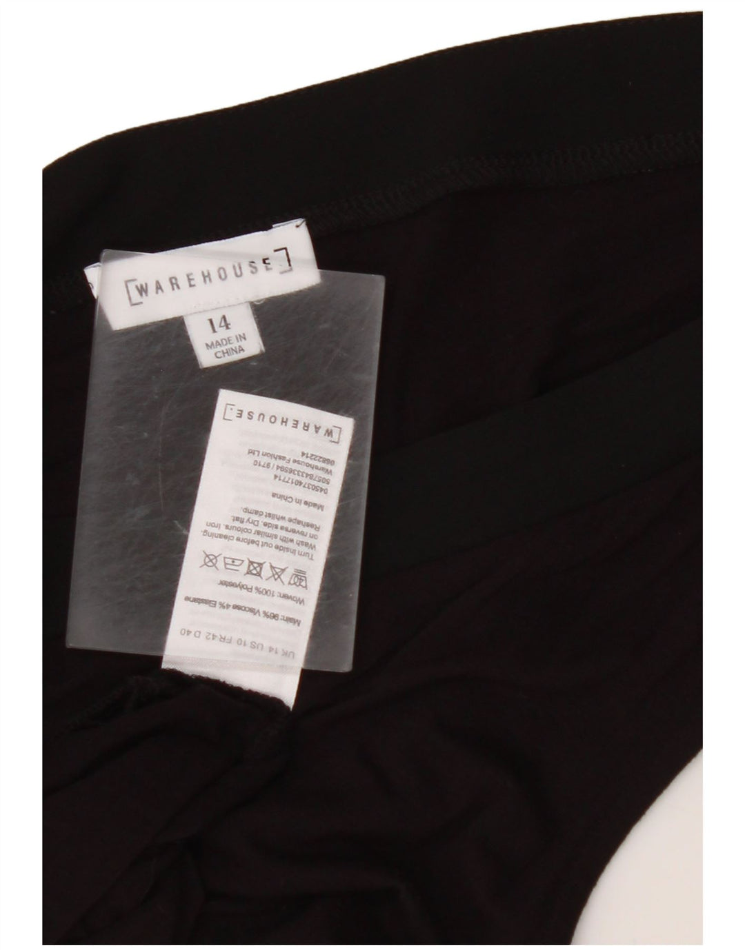 WAREHOUSE Débardeur court pour femme UK 14 Viscose noir moyen