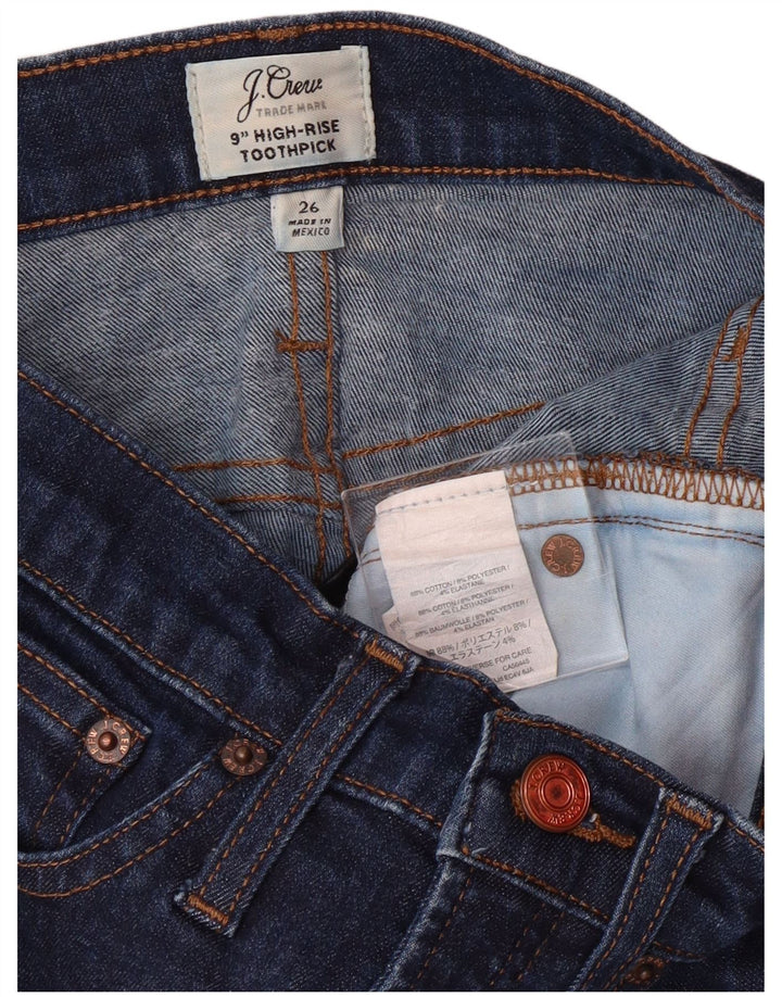 J. CREW Jean skinny taille haute pour femme W26 L29 en coton bleu marine