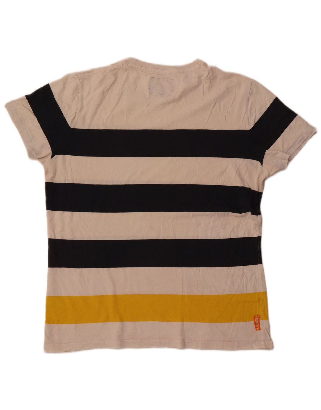 Superdry T-Shirt Homme Top 2XL Coton Rayé Blanc Cassé