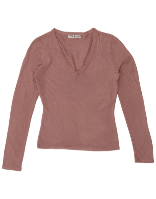 Topshop Femme Top Manches Longues UK 8 Small Rose Acrylique