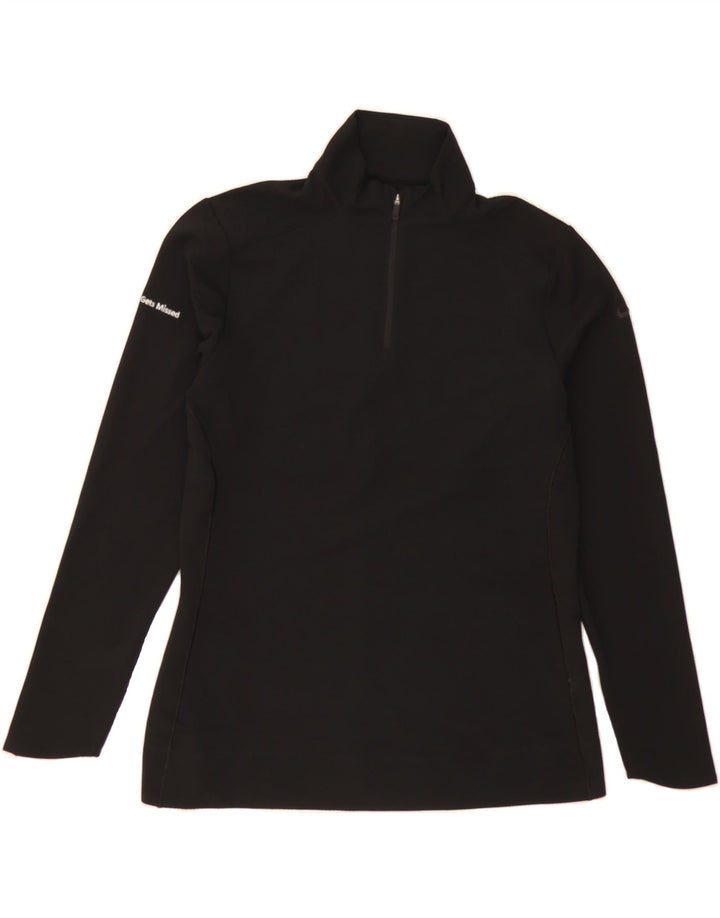NIKE Womens Zip Neck Pullover Tracksuit Top UK 14 Medium Black Polyester Vintage Nike and Second-Hand Nike from Messina Hembry 