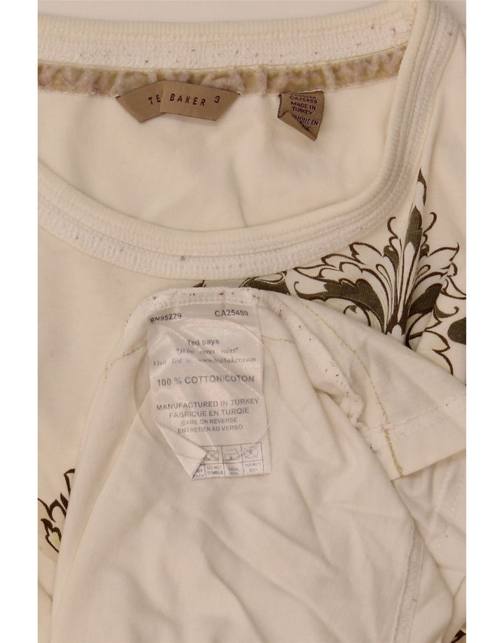 Ted Baker T-shirt graphique pour hommes Taille 3 Coton blanc moyen