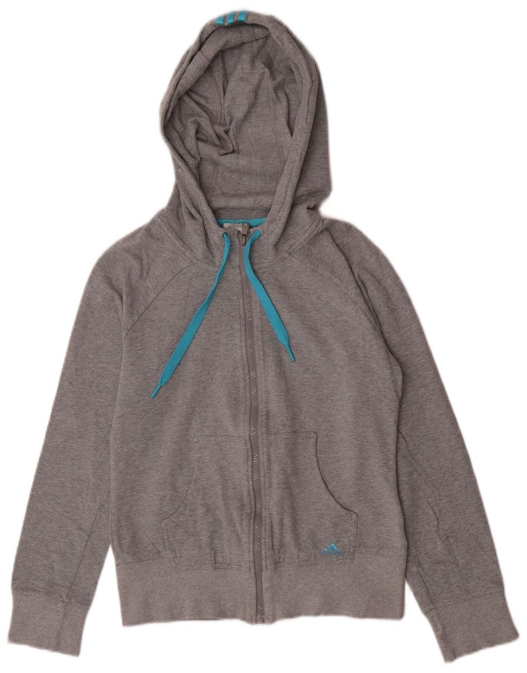 Adidas Pull à capuche zippé pour femme UK 12 Coton gris moyen
