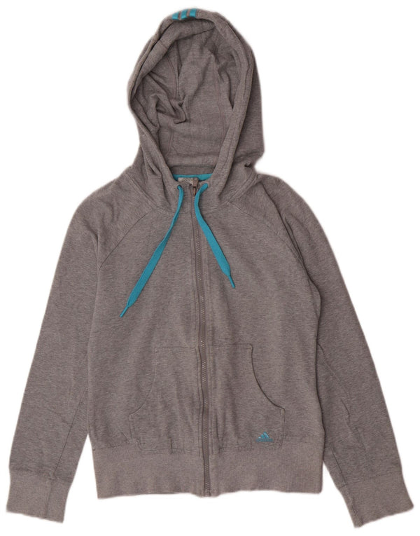 Adidas Pull à capuche zippé pour femme UK 12 Coton gris moyen