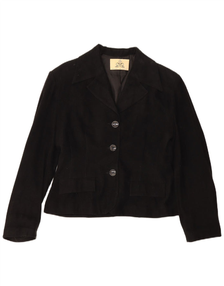 vintage Femme 3 Bouton Blazer Veste IT 48 XL Viscose Noire
