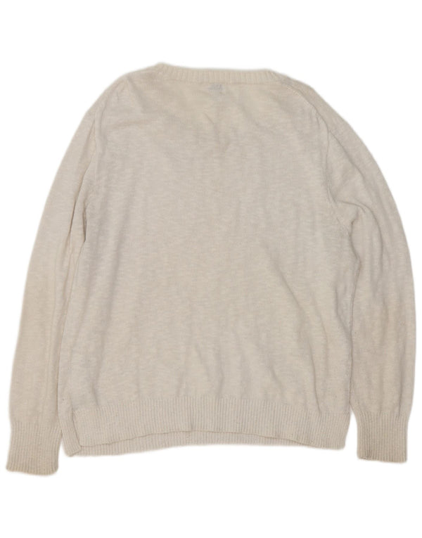 J. Crew Pull col bateau pour femme UK 18 XL Coton moucheté blanc