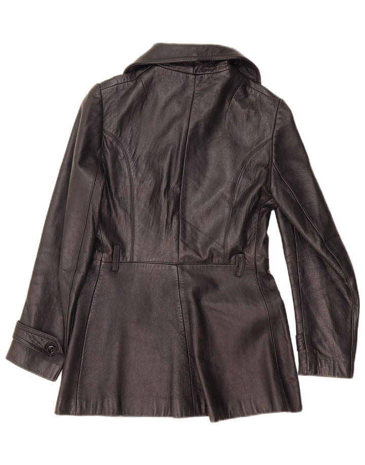 veste en cuir femme vintage UK 8 Petit Noir