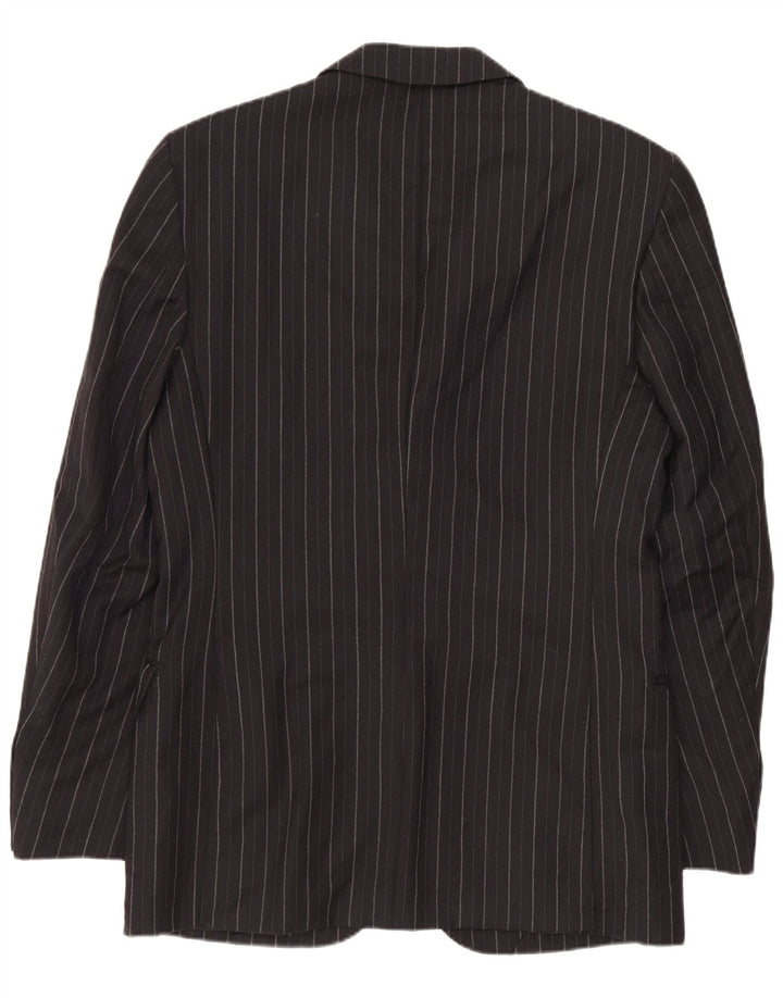 Zara Veste blazer à 2 boutons pour homme EU 46 Petite laine noire à fines rayures