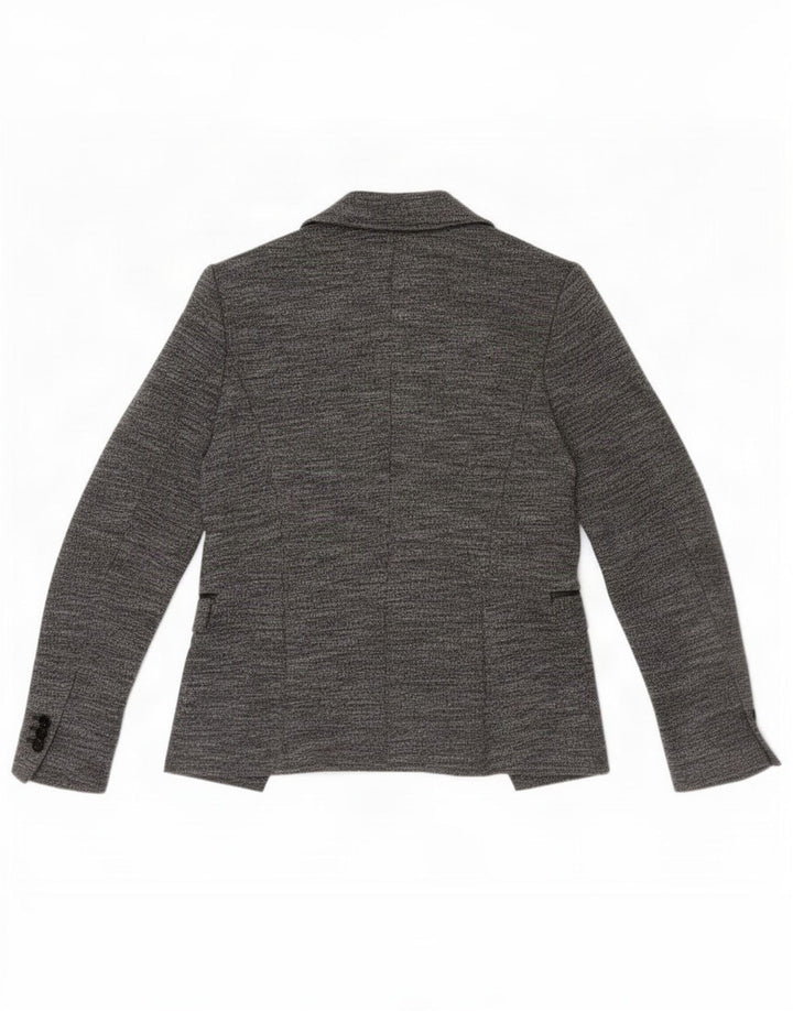 Zara Veste Blazer Ouverte Femme UK 12 Gris Moyen Moucheté