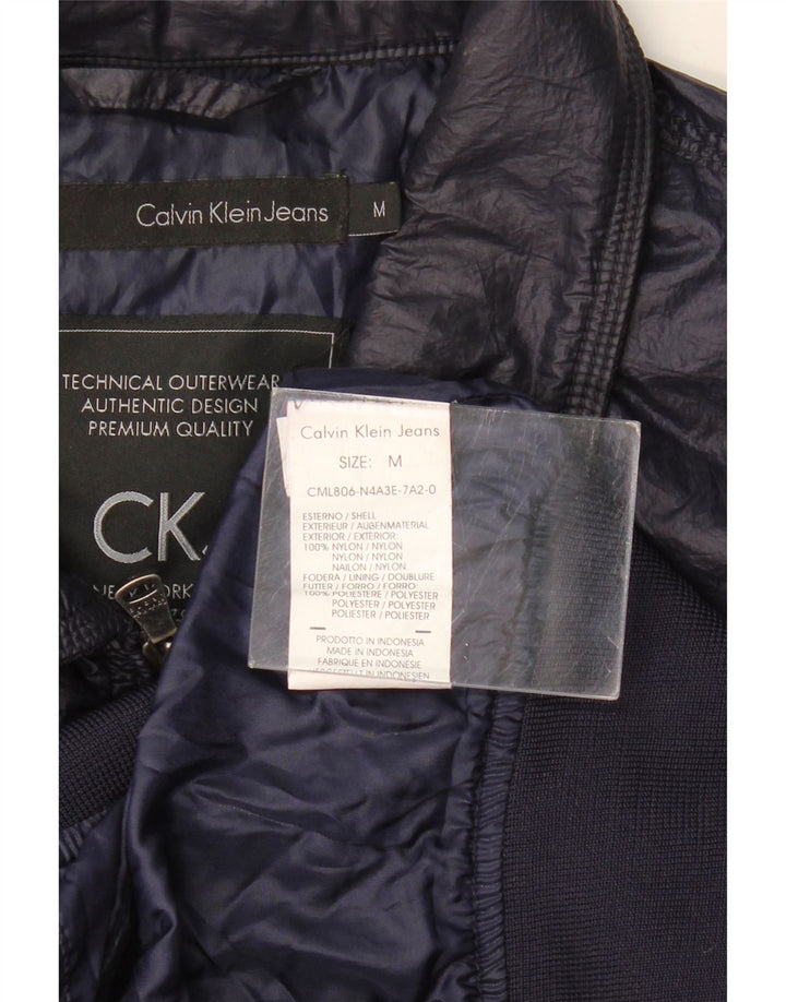 CALVIN KLEIN JEANS Veste Bomber Homme UK 38 Medium Bleu Marine Nylon