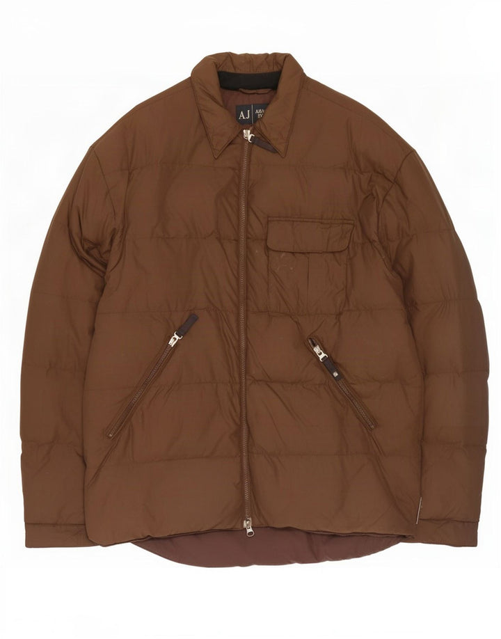 Armani Veste matelassée homme UK 44 2XL Marron Polyamide