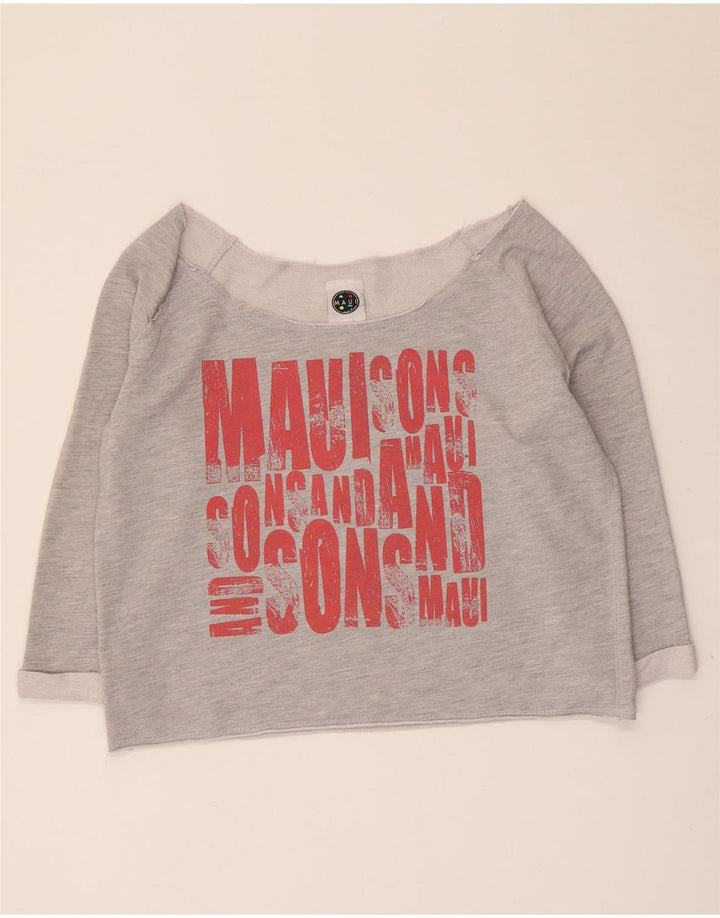 Maui and Sons Haut court graphique à manches 3/4 pour femme Gris moyen UK 14