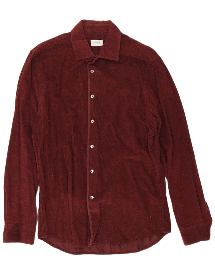 Jigsaw Chemise En Velours Côtelé Homme Coton Bordeaux Moyen