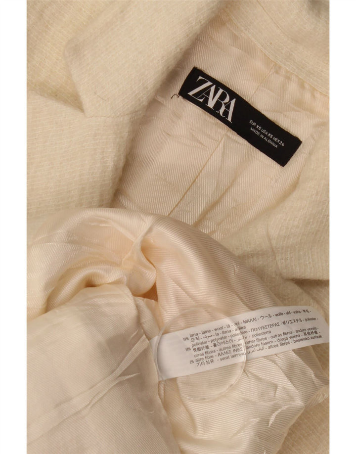 Zara Femme Pardessus UK 6 XS Laine Blanc Cassé