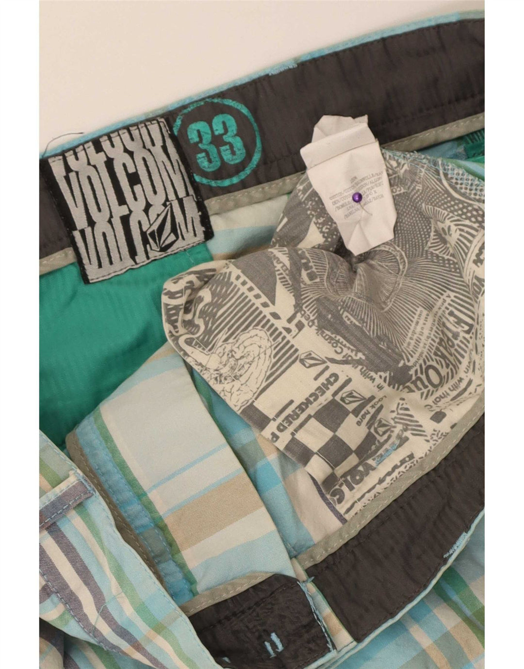 Volcom Short Chino W33 Homme en Coton à Carreaux Multicolore Moyen